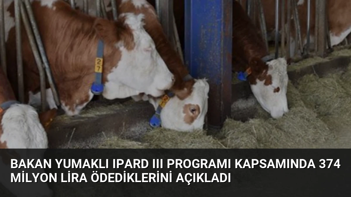 Bakan Yumaklı IPARD III Programı Kapsamında 374 Milyon Lira Ödediklerini Açıkladı