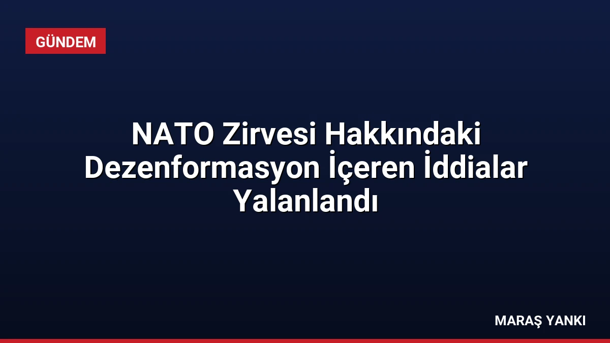 NATO Zirvesi Hakkındaki Dezenformasyon İçeren İddialar Yalanlandı
