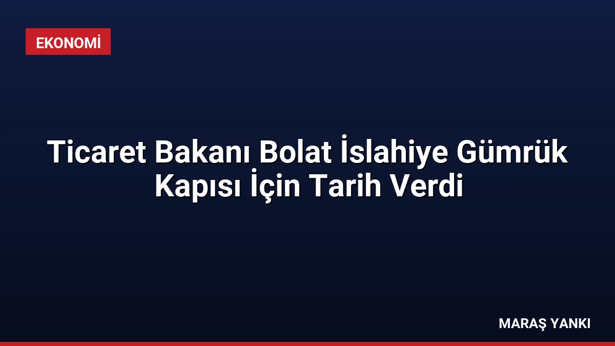 Ticaret Bakanı Bolat İslahiye Gümrük Kapısı İçin Tarih Verdi
