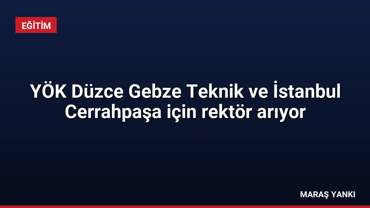 YÖK Düzce Gebze Teknik ve İstanbul Cerrahpaşa için rektör arıyor