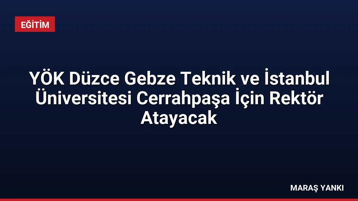 YÖK Düzce Gebze Teknik ve İstanbul Üniversitesi Cerrahpaşa İçin Rektör Atayacak