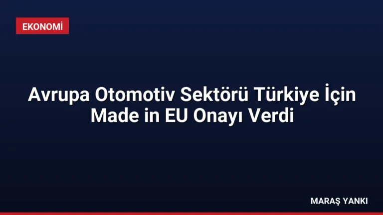 Avrupa Otomotiv Sektörü Türkiye İçin Made in EU Onayı Verdi