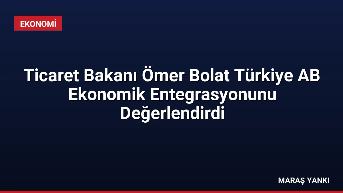 Ticaret Bakanı Ömer Bolat Türkiye AB Ekonomik Entegrasyonunu Değerlendirdi