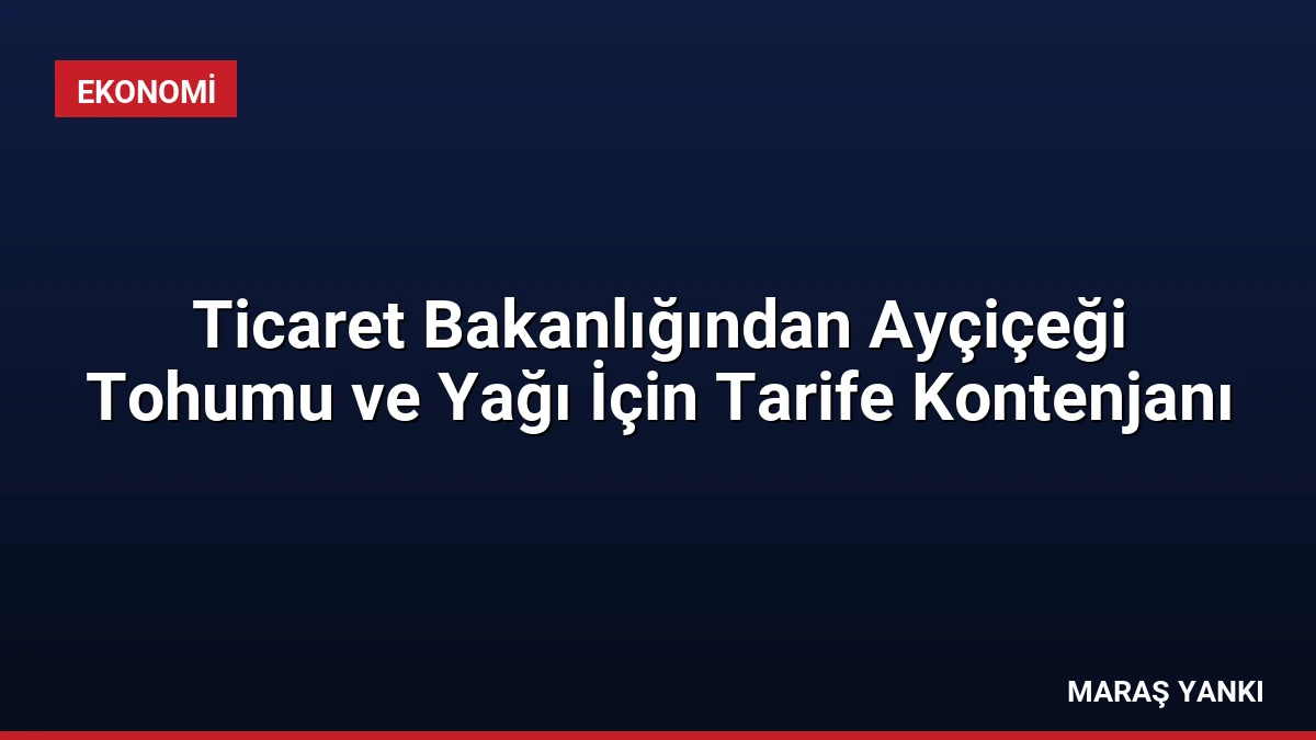 Ticaret Bakanlığından Ayçiçeği Tohumu ve Yağı İçin Tarife Kontenjanı