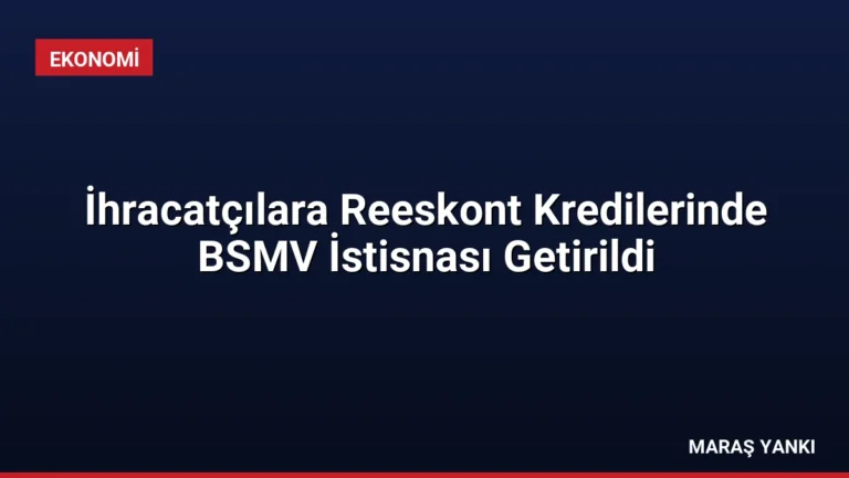 İhracatçılara Reeskont Kredilerinde BSMV İstisnası Getirildi
