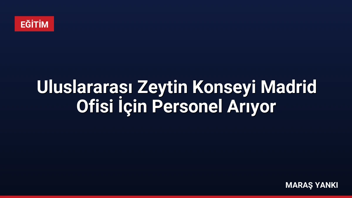 Uluslararası Zeytin Konseyi Madrid Ofisi İçin Personel Arıyor