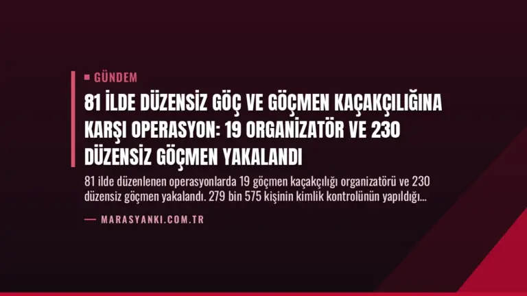 81 İlde Düzensiz Göç ve Göçmen Kaçakçılığına Karşı Operasyon: 19 Organizatör ve 230 Düzensiz Göçmen Yakalandı