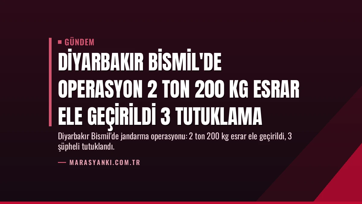 Diyarbakır Bismil’de Operasyon 2 Ton 200 Kg Esrar Ele Geçirildi 3 Tutuklama