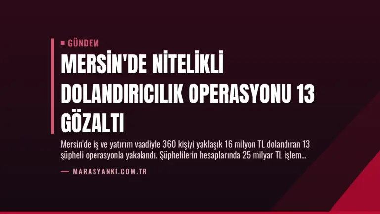 Mersin’de Nitelikli Dolandırıcılık Operasyonu 13 Gözaltı