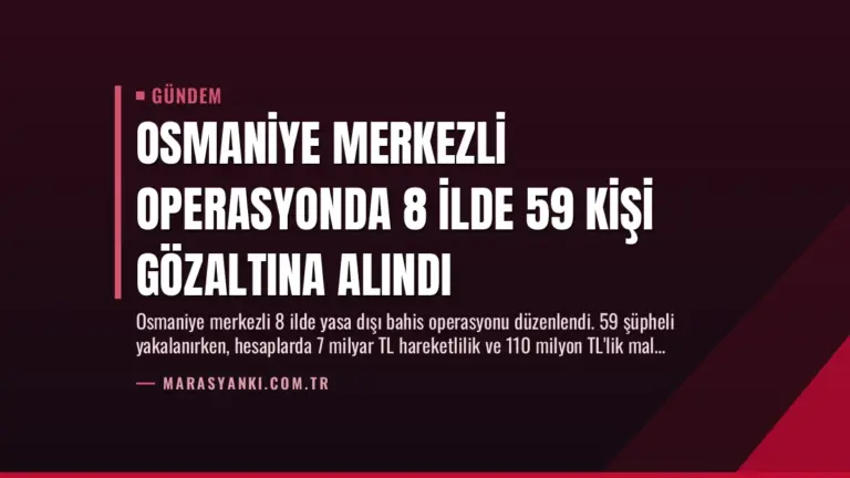 Osmaniye Merkezli Operasyonda 8 İlde 59 Kişi Gözaltına Alındı