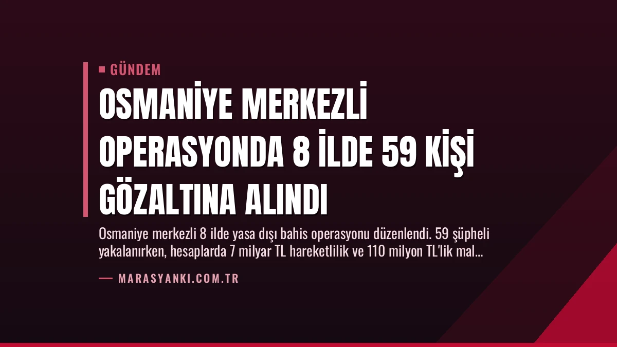 Osmaniye Merkezli Operasyonda 8 İlde 59 Kişi Gözaltına Alındı