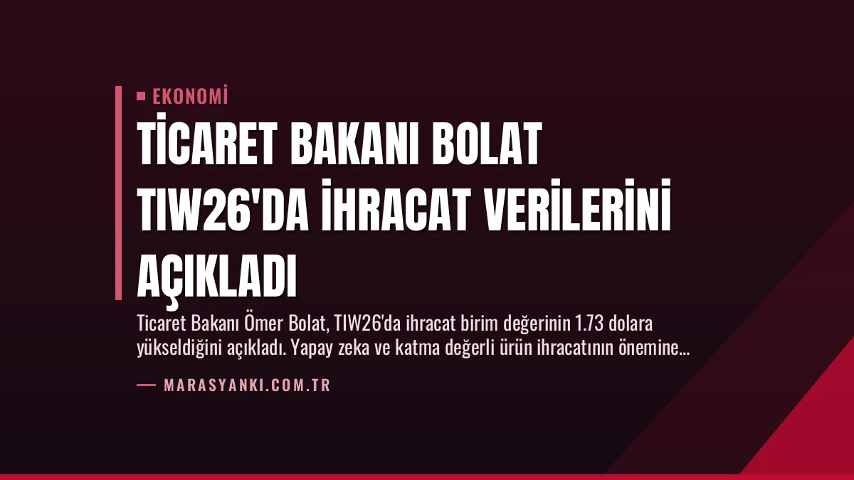 Ticaret Bakanı Bolat TIW26’da İhracat Verilerini Açıkladı
