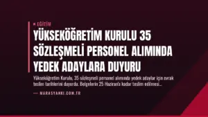 Yükseköğretim Kurulu 35 Sözleşmeli Personel Alımında Yedek Adaylara Duyuru